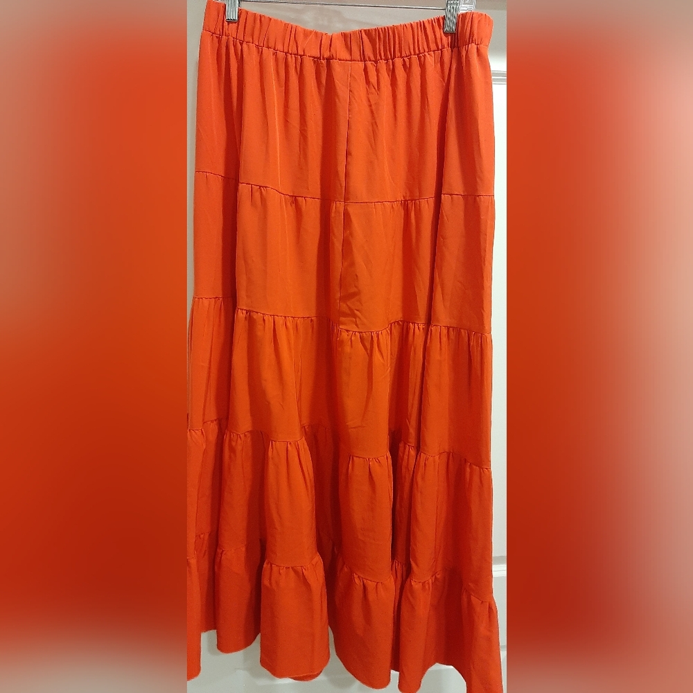 1X, Orange, Tiered, Skirt